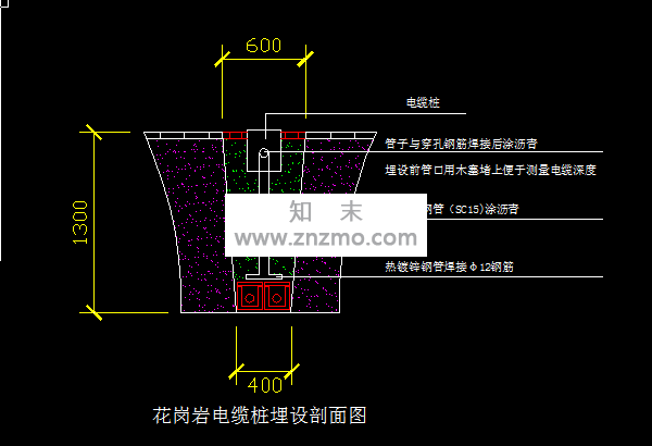 电缆桩制作示意图cad施工图下载【ID:173922182】