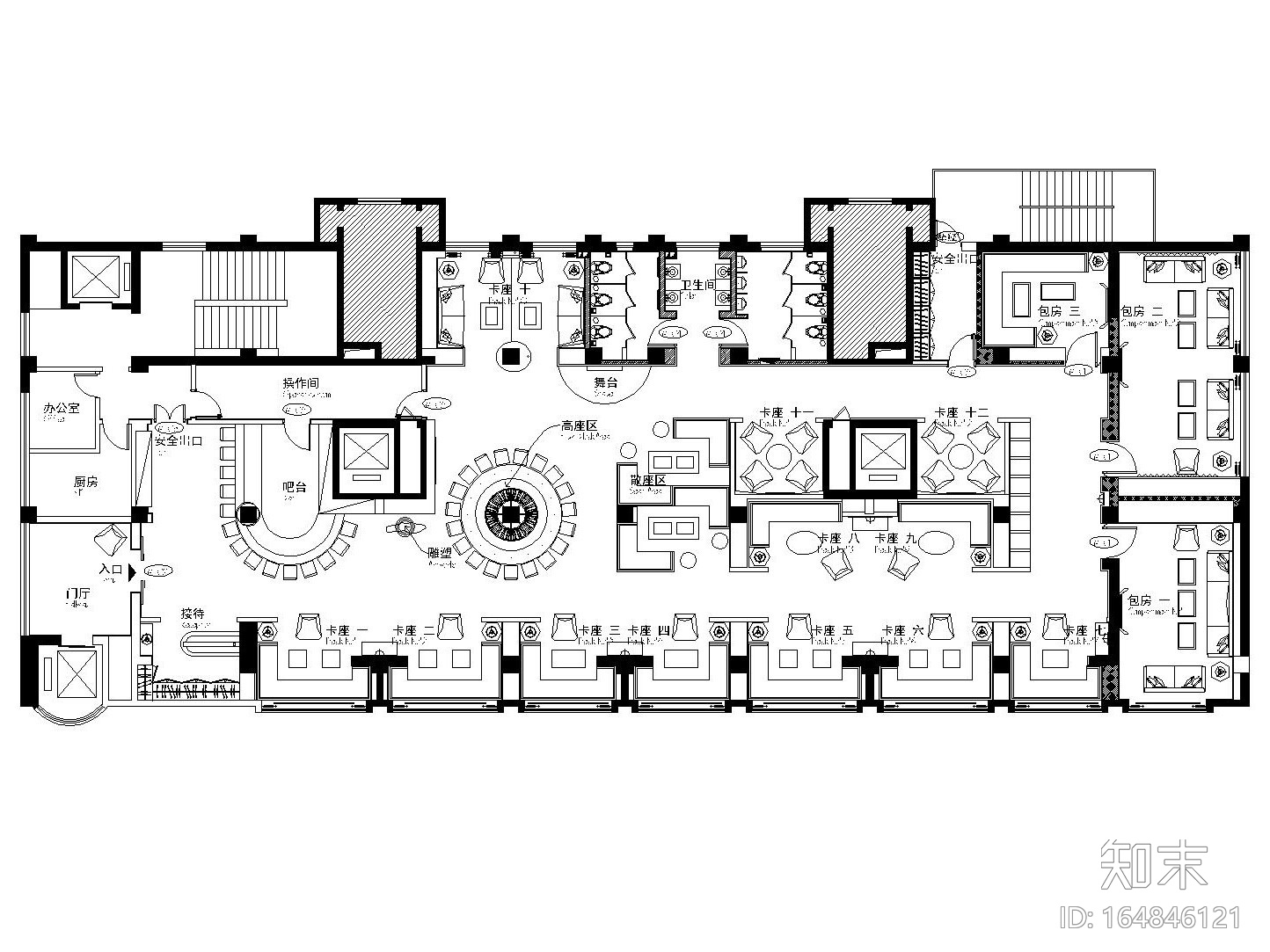 悦酒廊酒吧空间设计施工图（附效果图）施工图下载【ID:164846121】