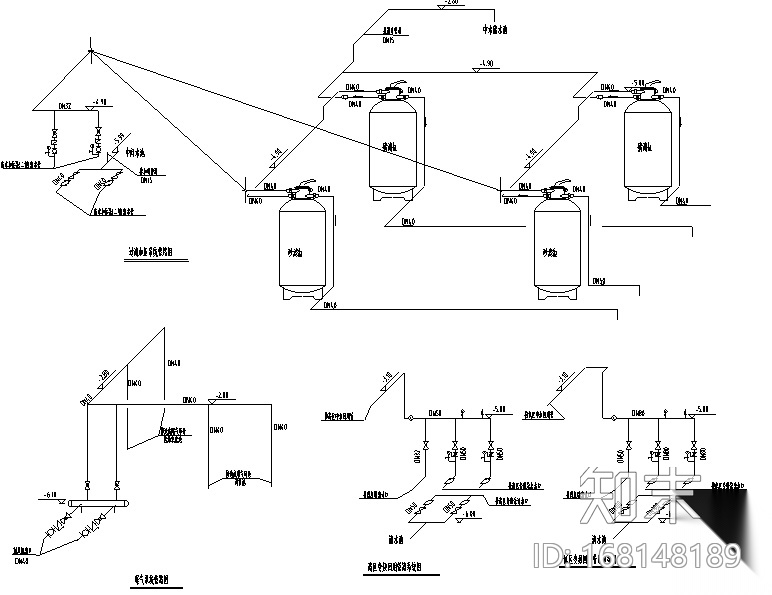 上海某商务大楼中水处理站建筑给排水图纸（CAD）施工图下载【ID:168148189】