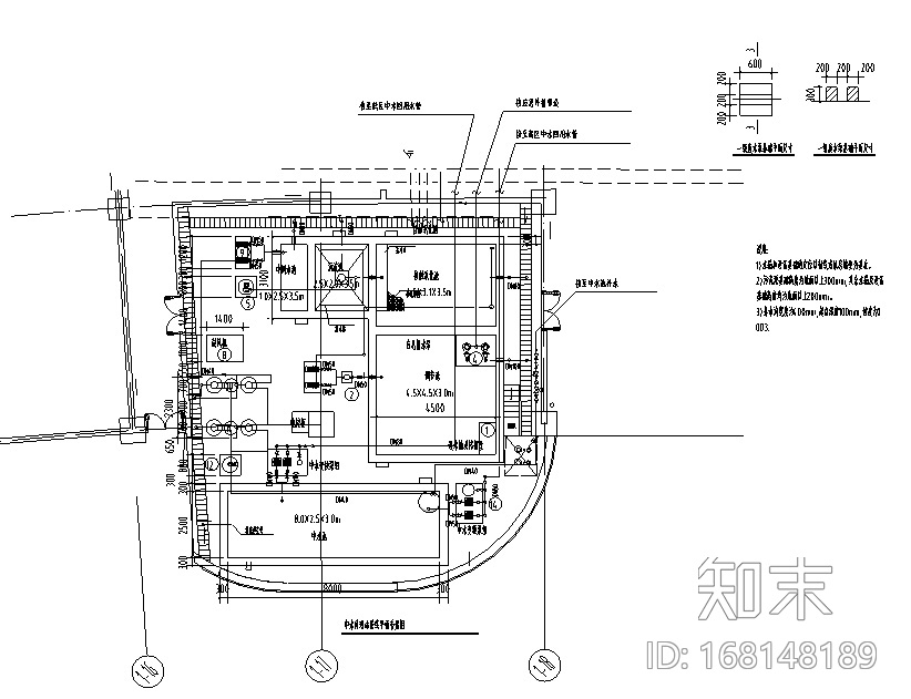 上海某商务大楼中水处理站建筑给排水图纸（CAD）施工图下载【ID:168148189】