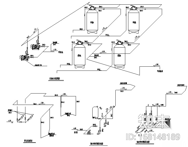 上海某商务大楼中水处理站建筑给排水图纸（CAD）施工图下载【ID:168148189】
