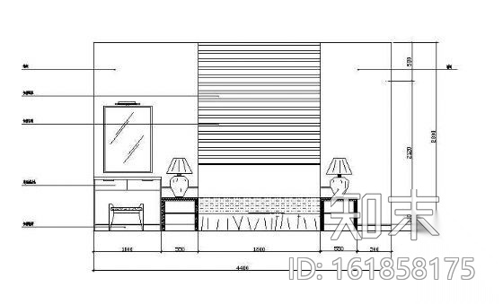 床头墙面立面图块cad施工图下载【ID:161858175】