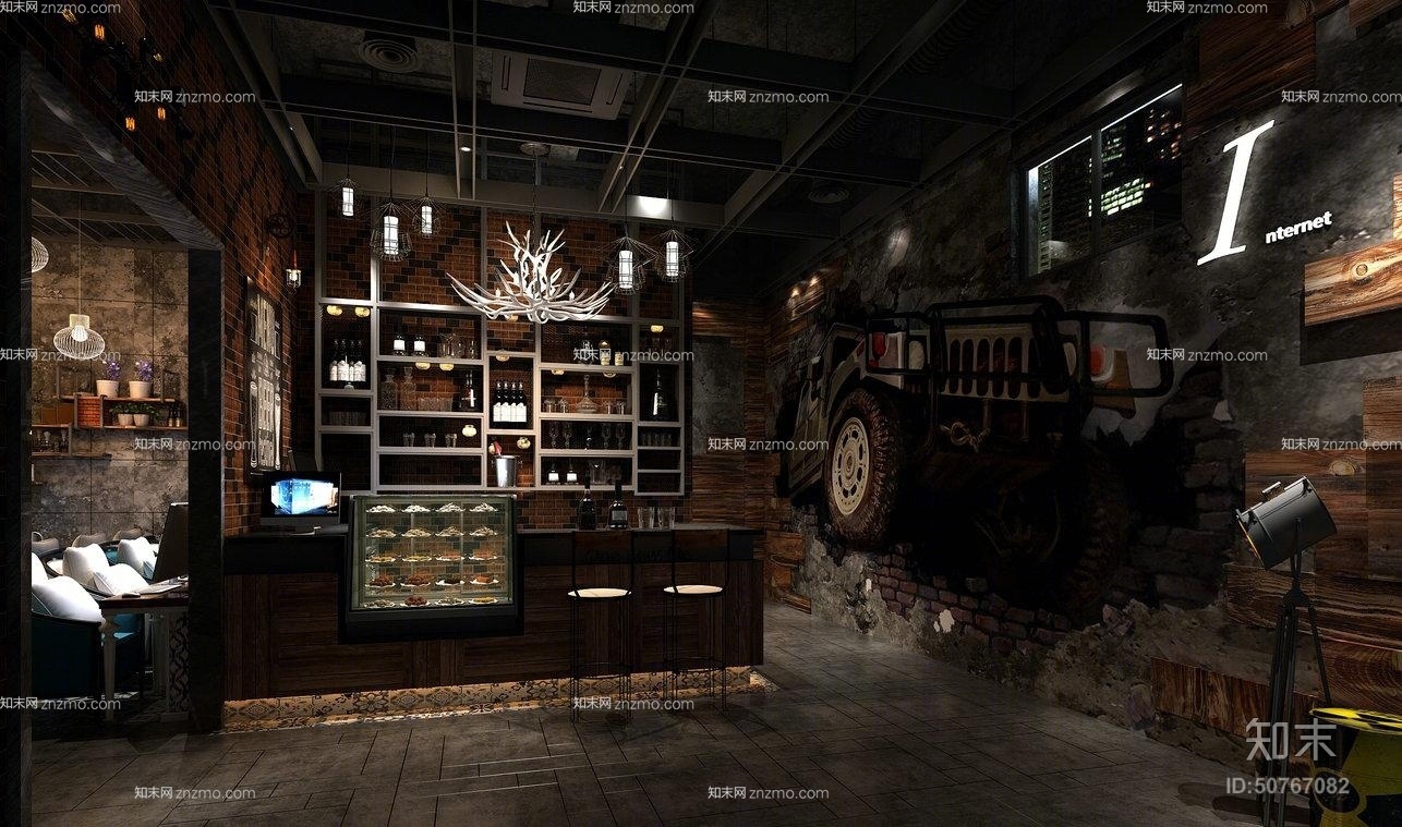 工业风白色木艺吊灯3D模型下载【ID:50767082】