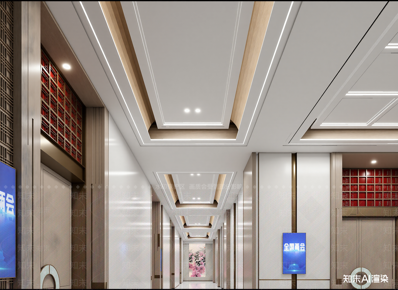 新中式走廊3D模型下载【ID:1214804864】