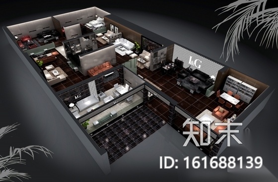 [广东]某时尚名品展厅室内装修施工图（含效果）cad施工图下载【ID:161688139】