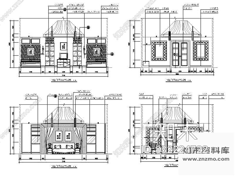 图块/节点主卧室立面图cad施工图下载【ID:832224722】