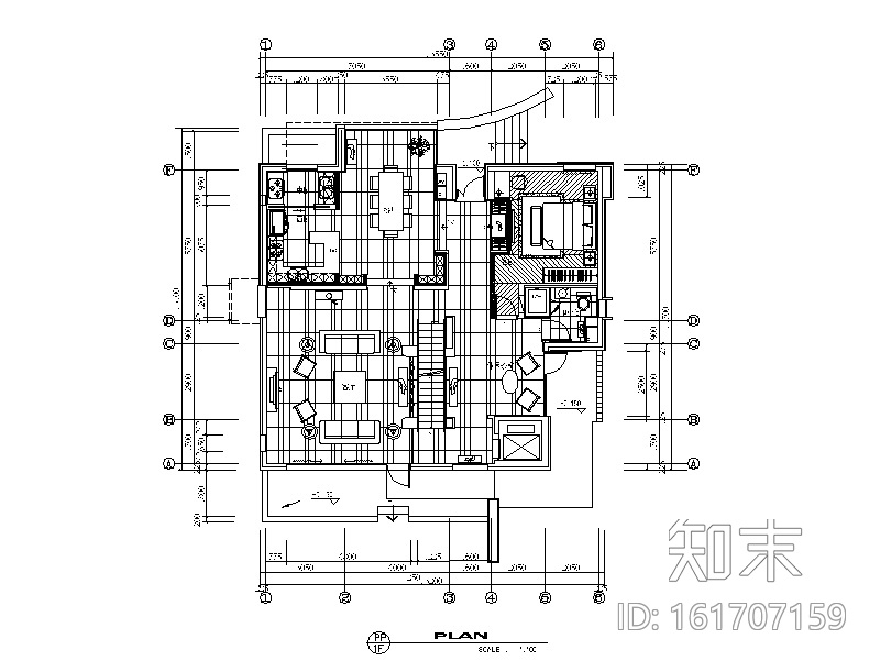 [北京]全套现代简约别墅设计CAD施工图（含效果图）cad施工图下载【ID:161707159】