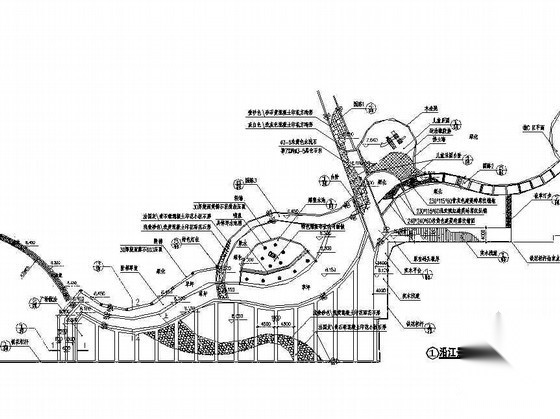 某小区沿江景观带环境设计施工图cad施工图下载【ID:161098189】