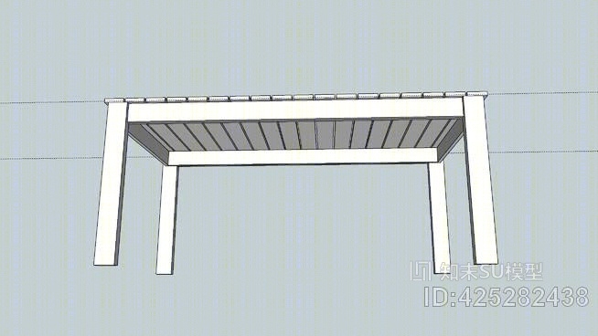 6人简易户外餐桌SU模型下载【ID:425282438】