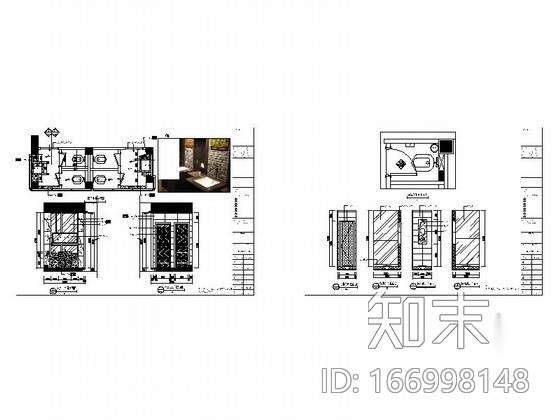 时尚洗手间装修详图cad施工图下载【ID:166998148】