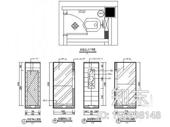 时尚洗手间装修详图cad施工图下载【ID:166998148】