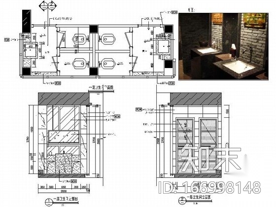 时尚洗手间装修详图cad施工图下载【ID:166998148】