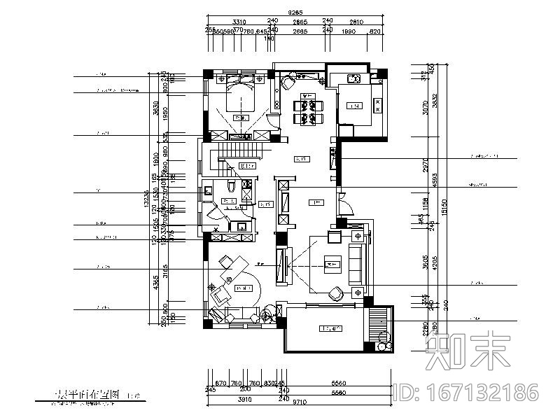 美式风格样板房设计CAD施工图（含效果图）cad施工图下载【ID:167132186】