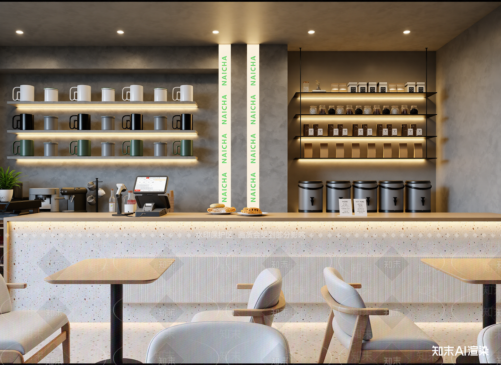 轻奢咖啡厅3D模型下载【ID:1214634482】