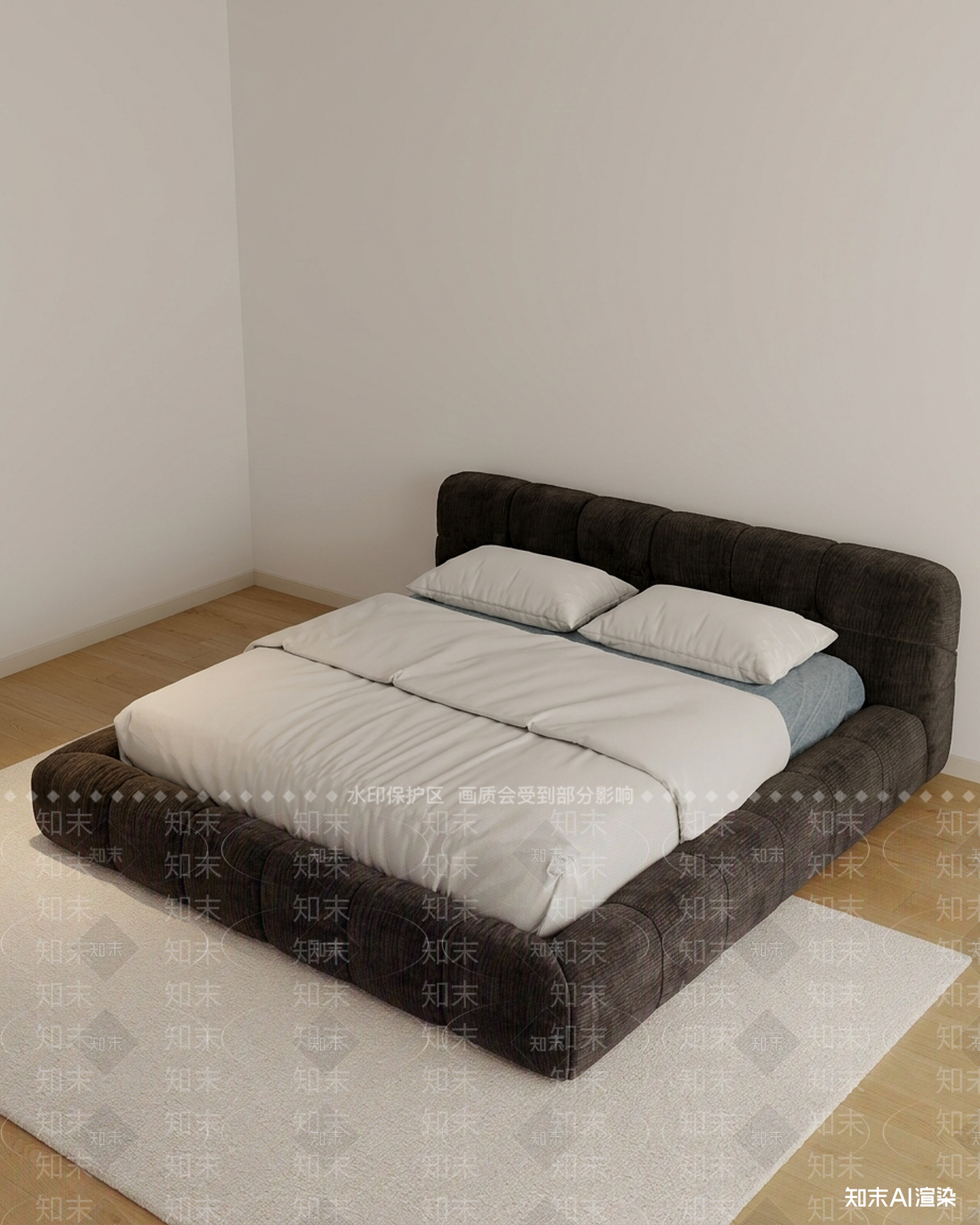 深色软包双人床双人床3D模型下载【ID:1227561101】