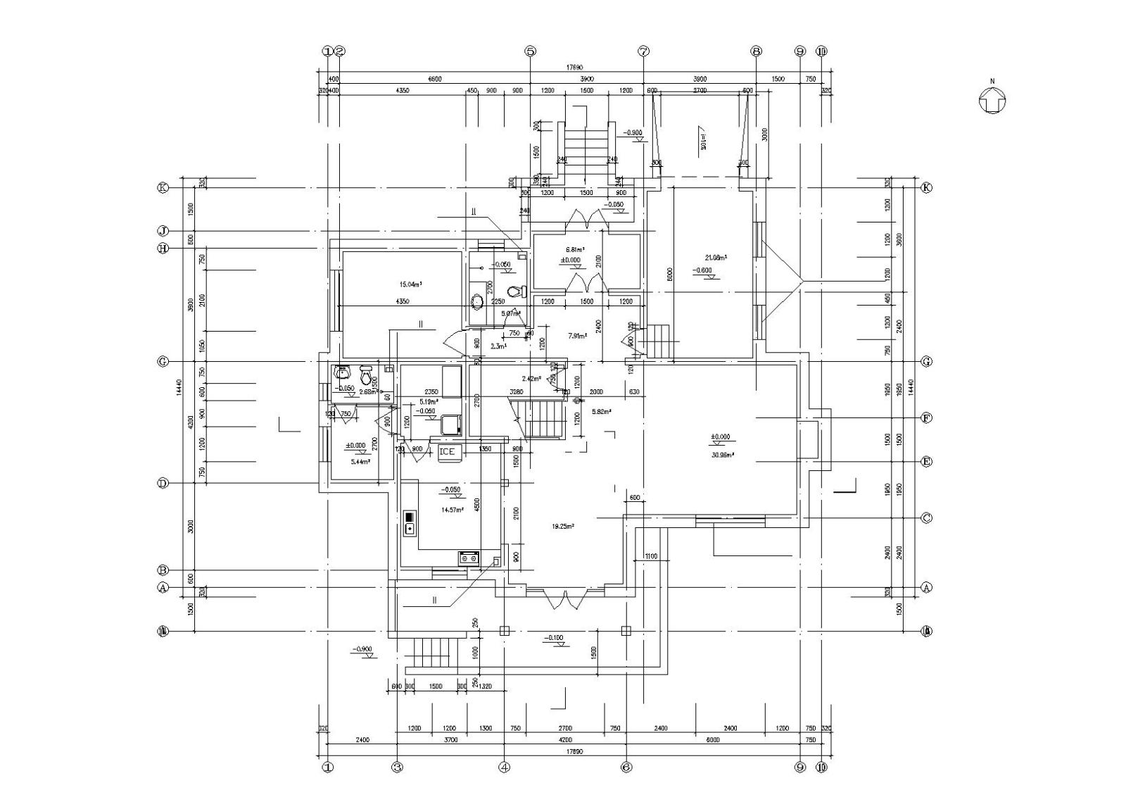 [黑龙江]二层独栋别墅建筑施工图cad施工图下载【ID:149891129】