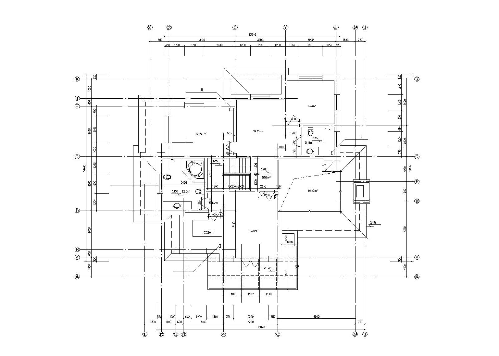 [黑龙江]二层独栋别墅建筑施工图cad施工图下载【ID:149891129】