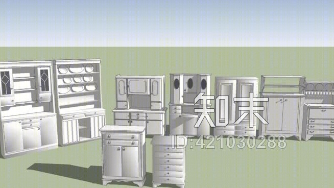 梳妆台和橱柜的收藏SU模型下载【ID:421030288】