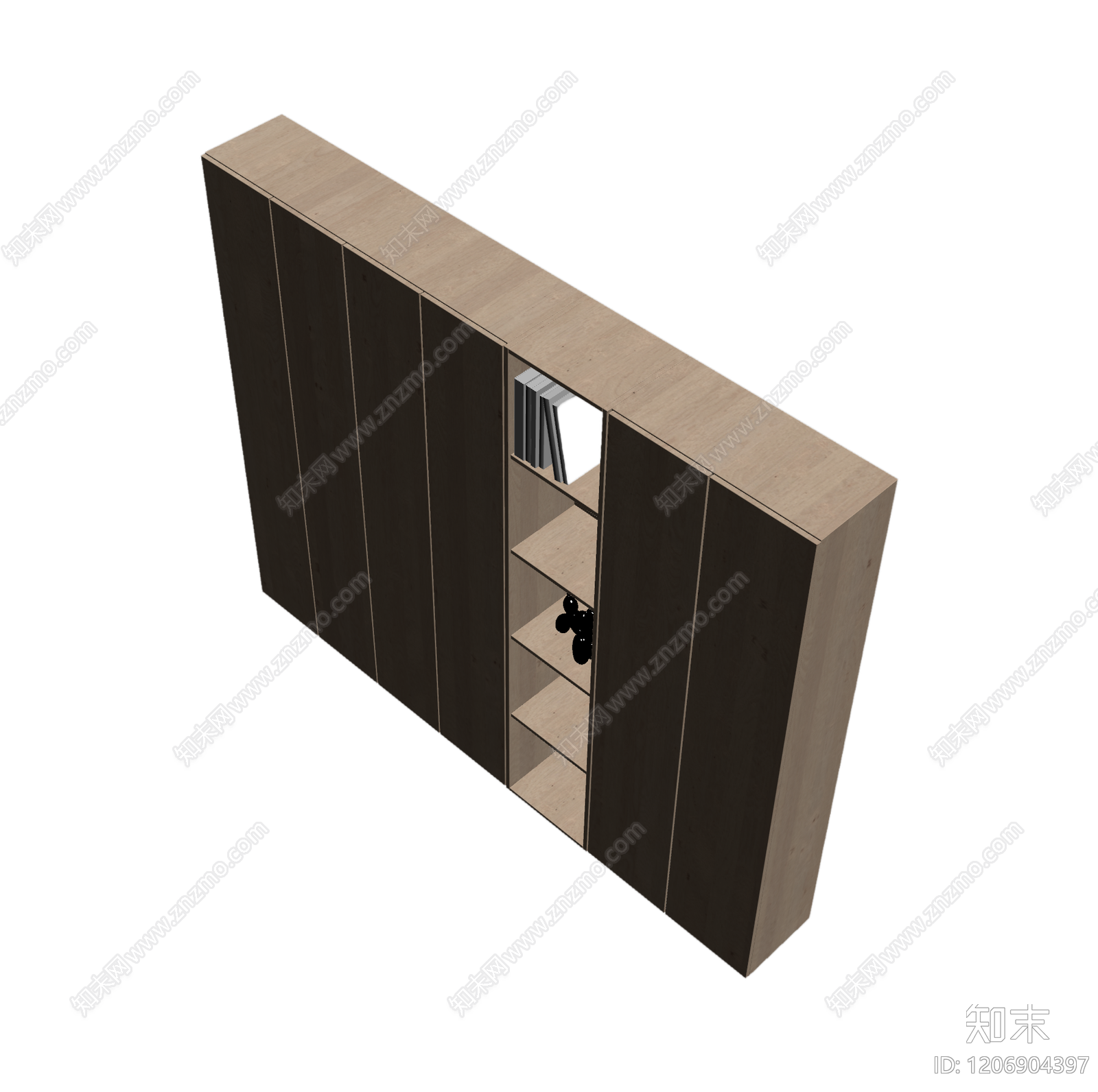 木质组合书柜3D模型下载【ID:1206904397】