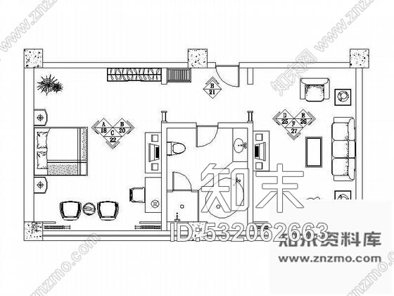 休闲酒店套房装修图cad施工图下载【ID:532062663】