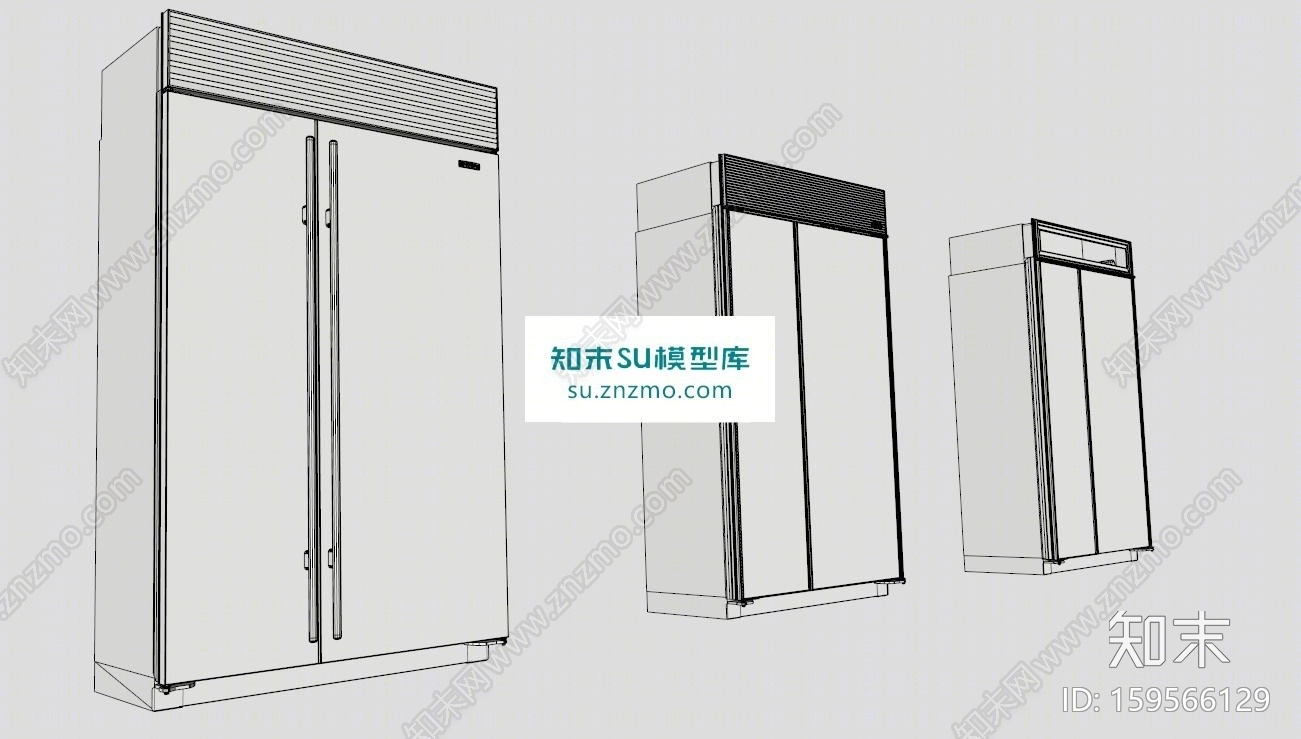双开门冰箱SU模型下载【ID:159566129】