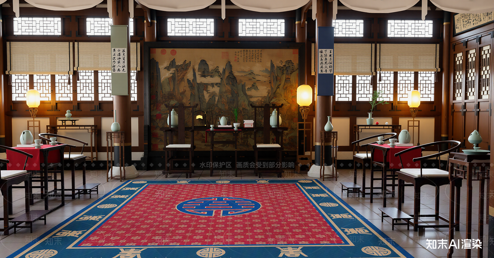 中式接待室SU模型下载【ID:1215992609】
