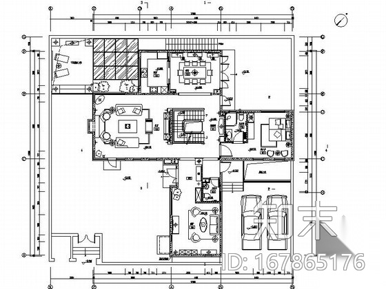 [北京]浓郁北美风情现代两层别墅样板间设计装修图（含...cad施工图下载【ID:167865176】