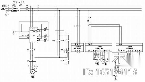 雨水或污水泵站全套电气原理图及PLC图cad施工图下载【ID:165174113】