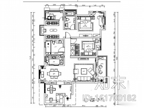 [常熟]迷你温馨三室两厅公寓室内施工图施工图下载【ID:161700182】