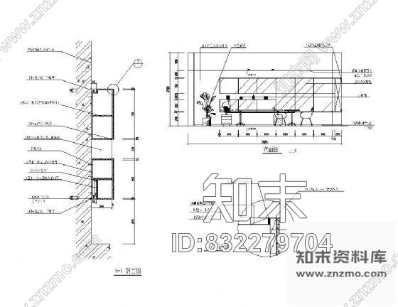 图块/节点书房背景墙详图cad施工图下载【ID:832279704】