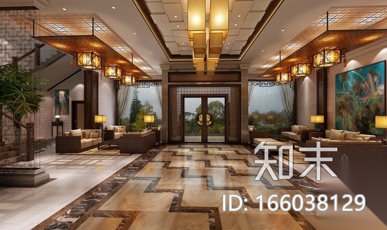 [湖北]高档新中式风格五星级酒店室内装修施工图（含效果...cad施工图下载【ID:166038129】