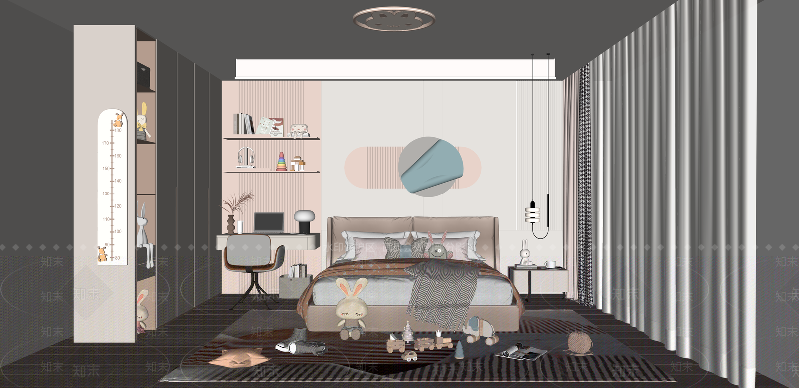 现代通用儿童房SU模型下载【ID:1215198661】