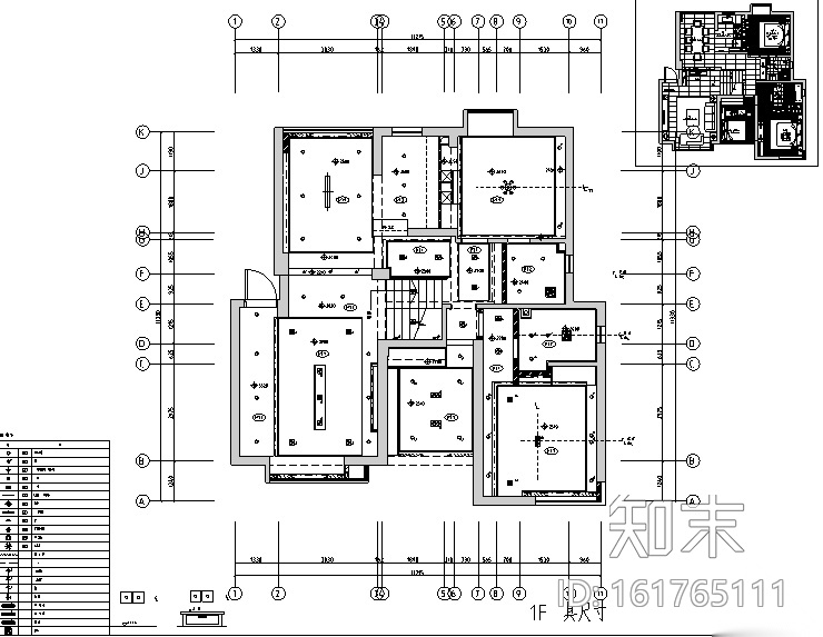 极简主义三居室住宅空间设计施工图（附效果图)cad施工图下载【ID:161765111】