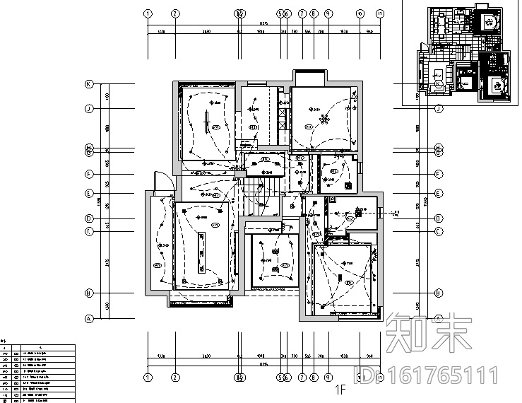 极简主义三居室住宅空间设计施工图（附效果图)cad施工图下载【ID:161765111】