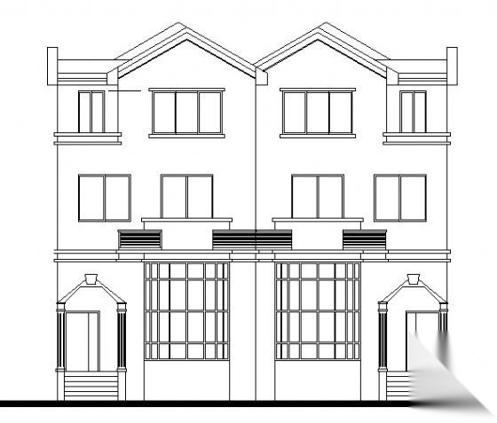 某三层联体别墅建筑施工图cad施工图下载【ID:149922190】