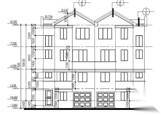 某三层联体别墅建筑施工图cad施工图下载【ID:149922190】