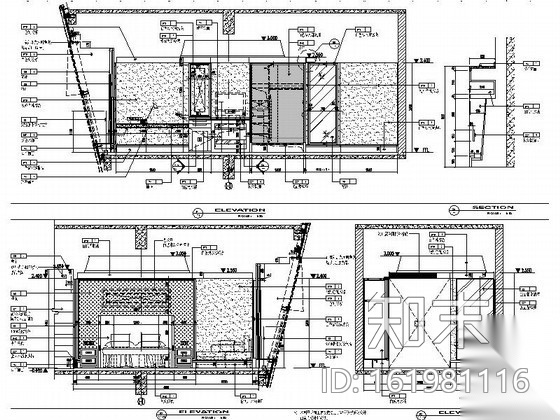 酒店双人房室内装修图cad施工图下载【ID:161981116】