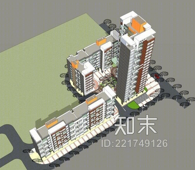 现代住宅SU模型下载【ID:221749126】