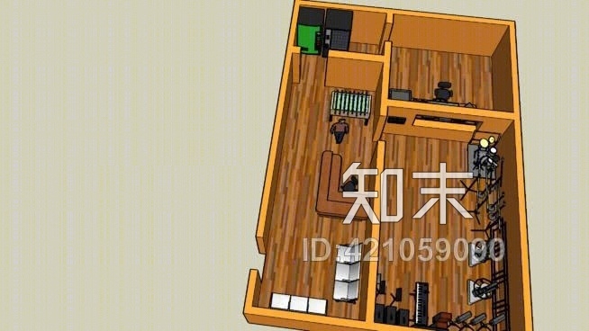 本生小型录音棚SU模型下载【ID:421059090】