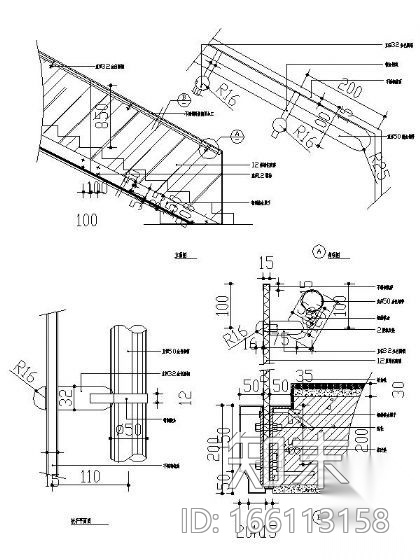 玻璃楼梯栏杆详图cad施工图下载【ID:166113158】