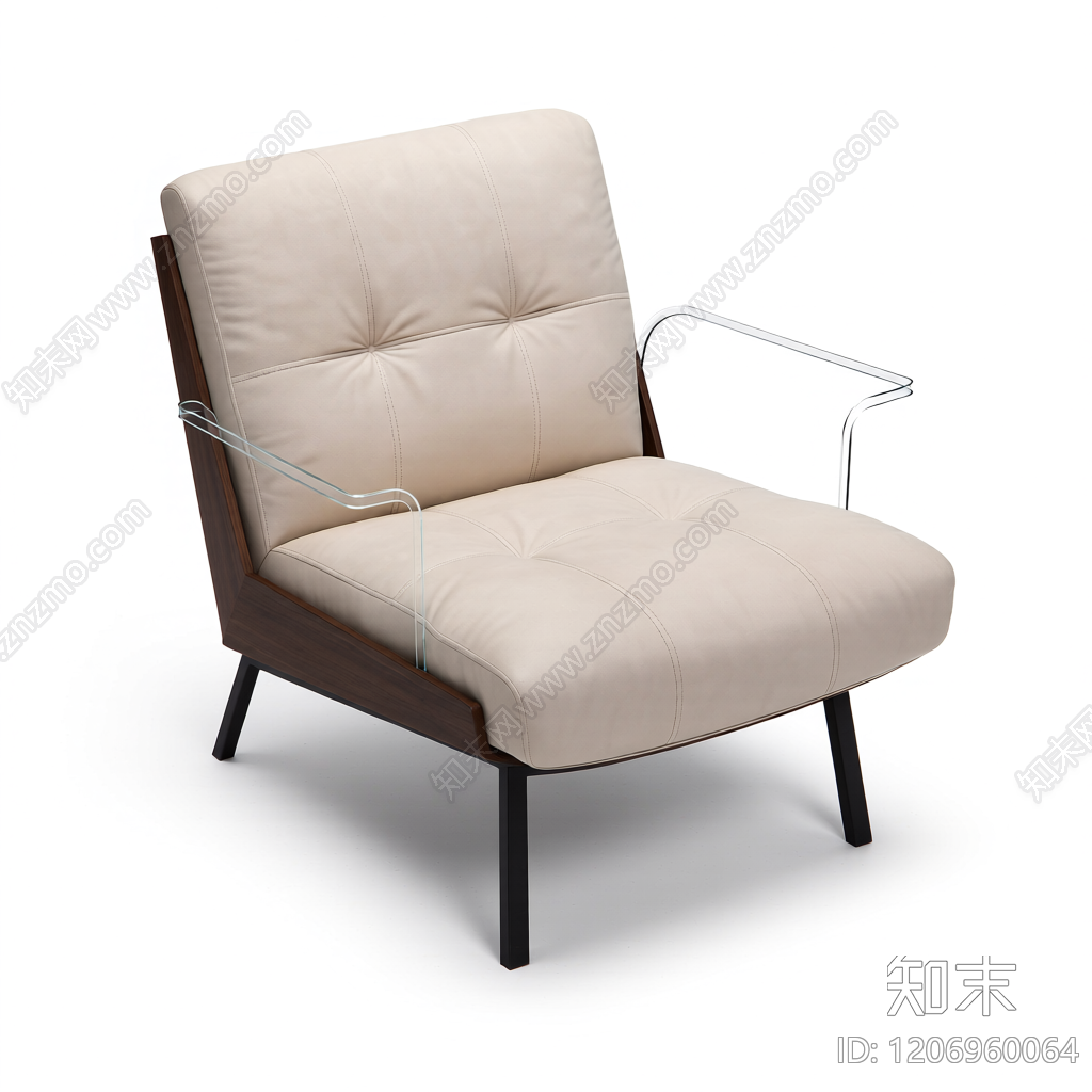 现代皮质扶手椅3D模型下载【ID:1206960064】