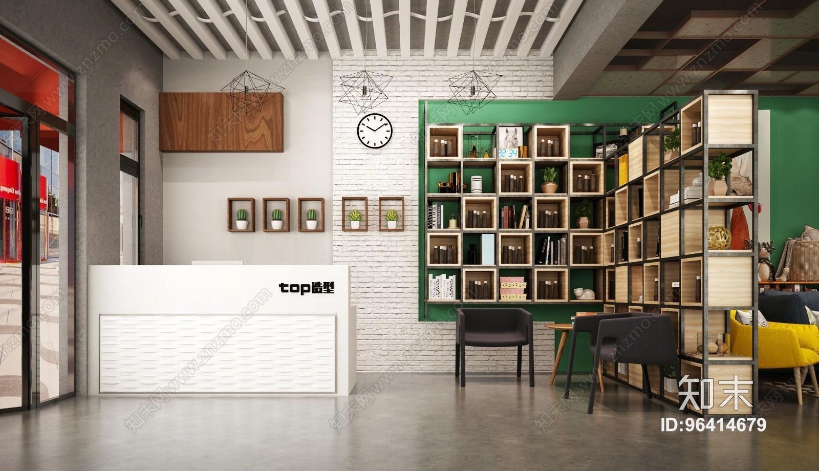 工业风理发店前台商品展柜3D模型下载【ID:96414679】