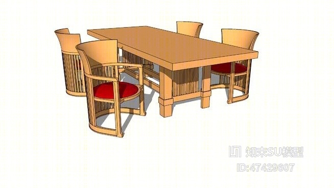 餐桌椅组合SU模型下载【ID:717971754】