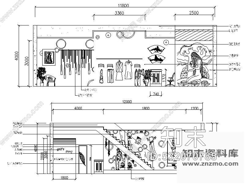 施工圖服裝專賣店設計方案施工圖下載【id:532070785】