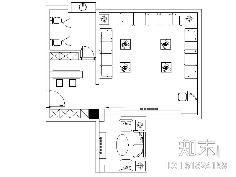 26平方KTV包间装修图cad施工图下载【ID:161824159】