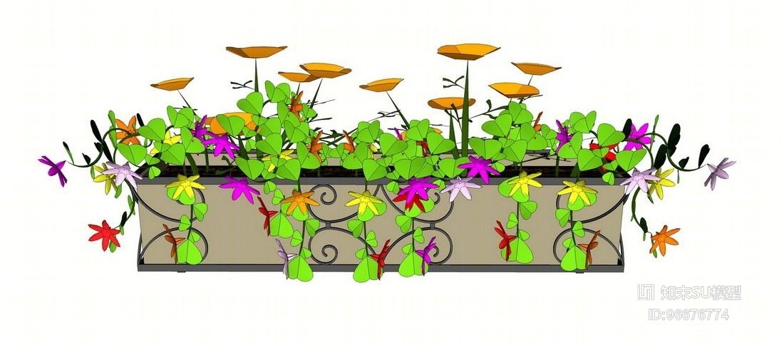 精品免费现代花池SU模型下载【ID:96676774】