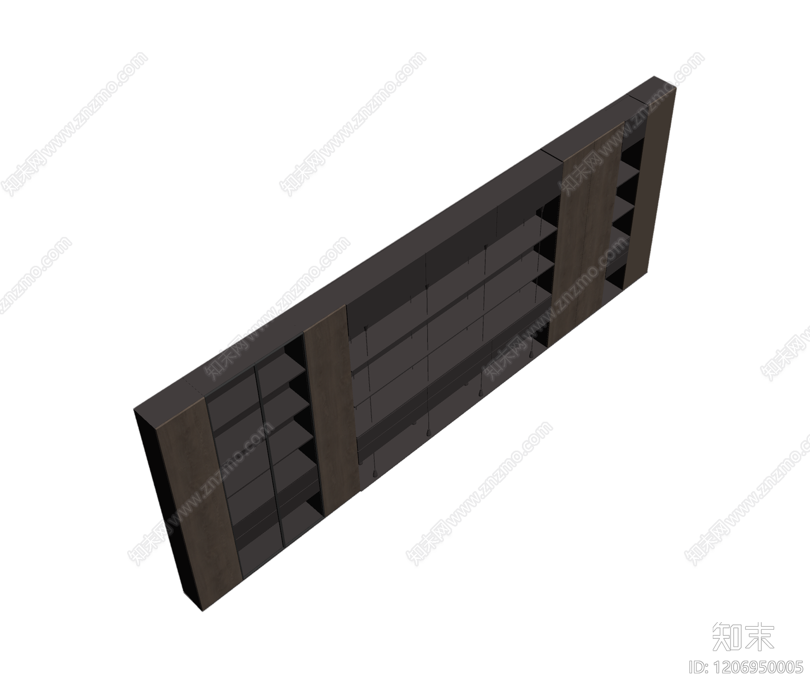 深色电视墙组合体3D模型下载【ID:1206950005】
