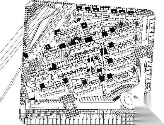 居住区地块区内环境及景观设计cad施工图下载【ID:161092102】