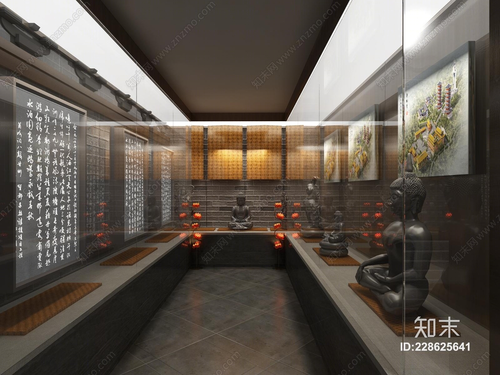 中式寺庙3D模型下载【ID:228625641】