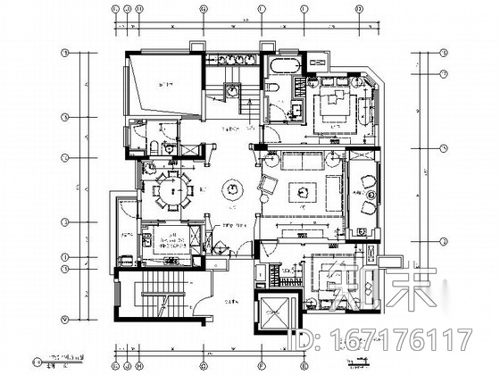 [安徽]简约欧式复式3居室室内设计全套施工图cad施工图下载【ID:167176117】